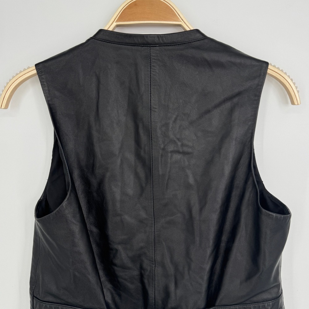 Vintage Ralph Lauren Lamb Leather Vest Size 10 Black Biker Moto Goth Edgy Grunge - Picture 5 of 8